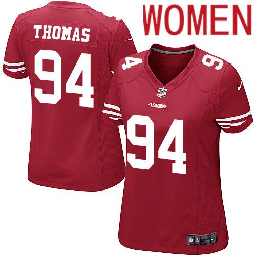 Women San Francisco 49ers #94 Solomon Thomas Nike Scarlet Game Player NFL Jersey